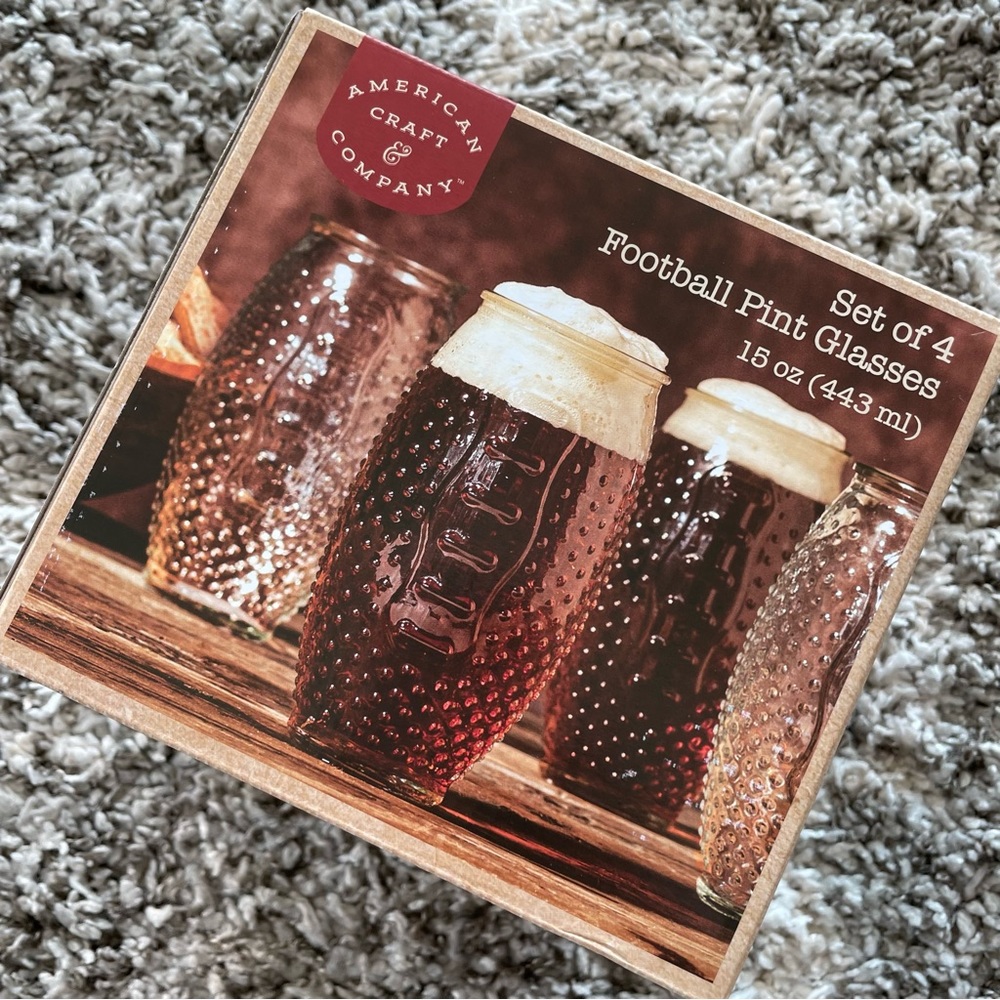 American Craft & Company Set of 4 Football Pint Glasses